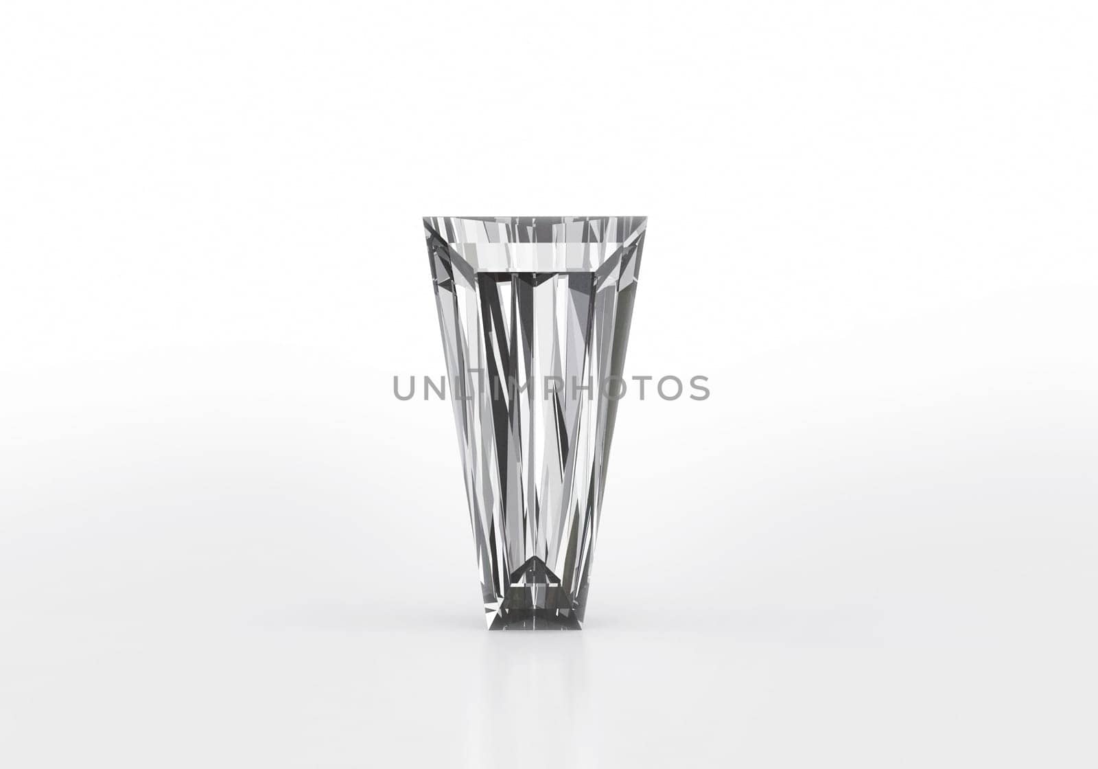 Diamond with reflection on white background