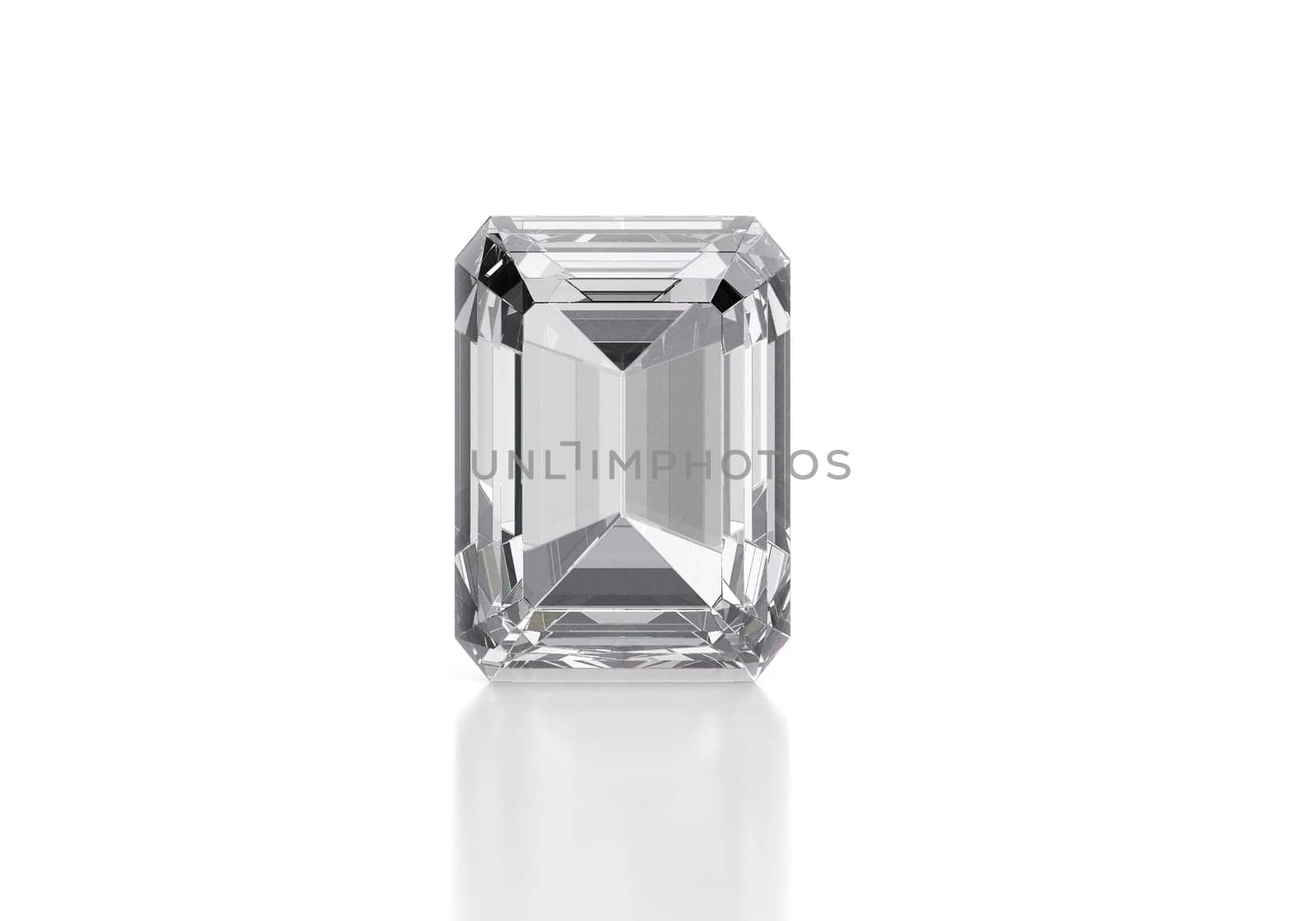 Diamond with reflection on white background