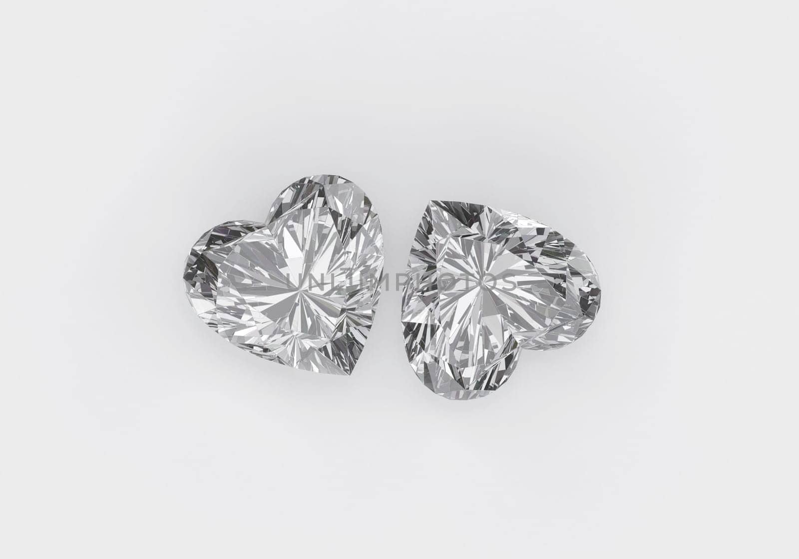 Heart diamond with reflection on white background