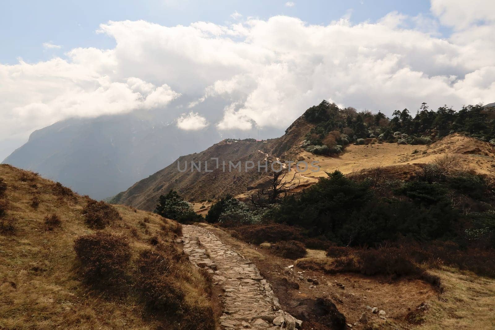 Landscape on the way back from the Mount Everest view point above Namche Bazaar, Bazar, Mount Everest Basecamp Trek, EBC, Nepal 2022