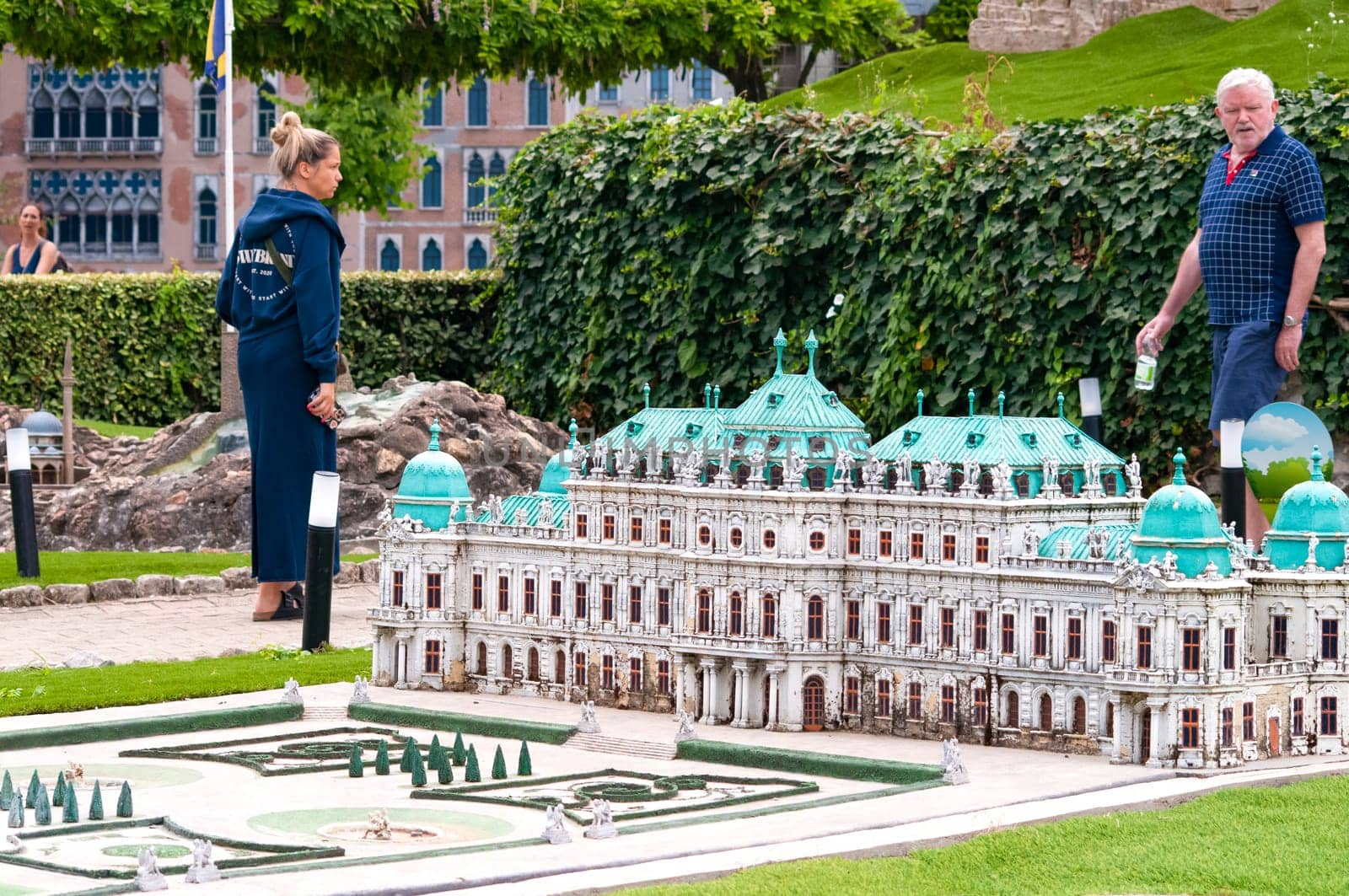 Viserba, Italy - June 25, 2024: Belvedere is a palace complex in Vienna at Theme park Italy in Miniature or Italia in Miniatura in Rimini, Italy - Reproduction of famous attractions in a small scale