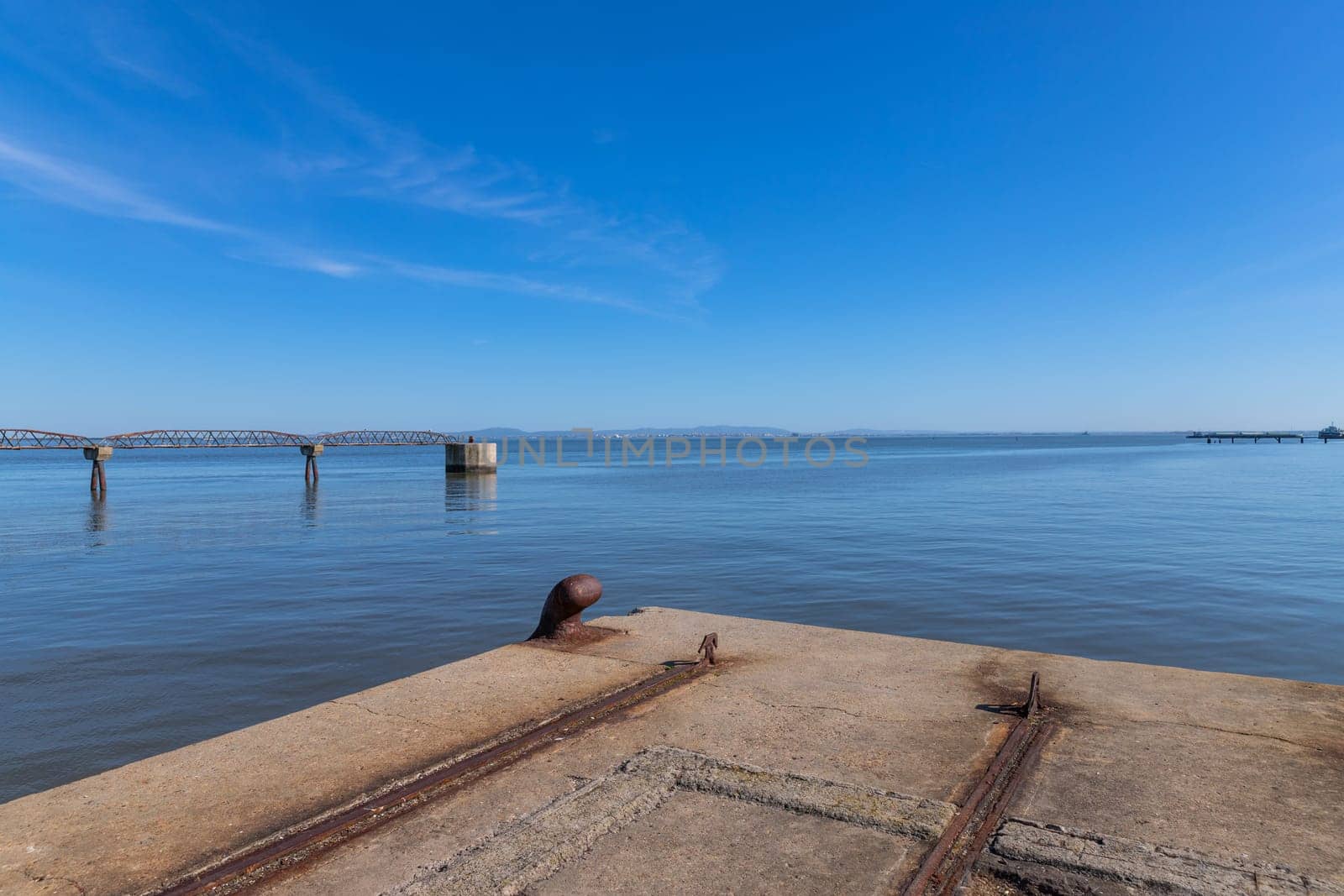 Pier by the Tagus river near Belem, Lisbon, Portugal