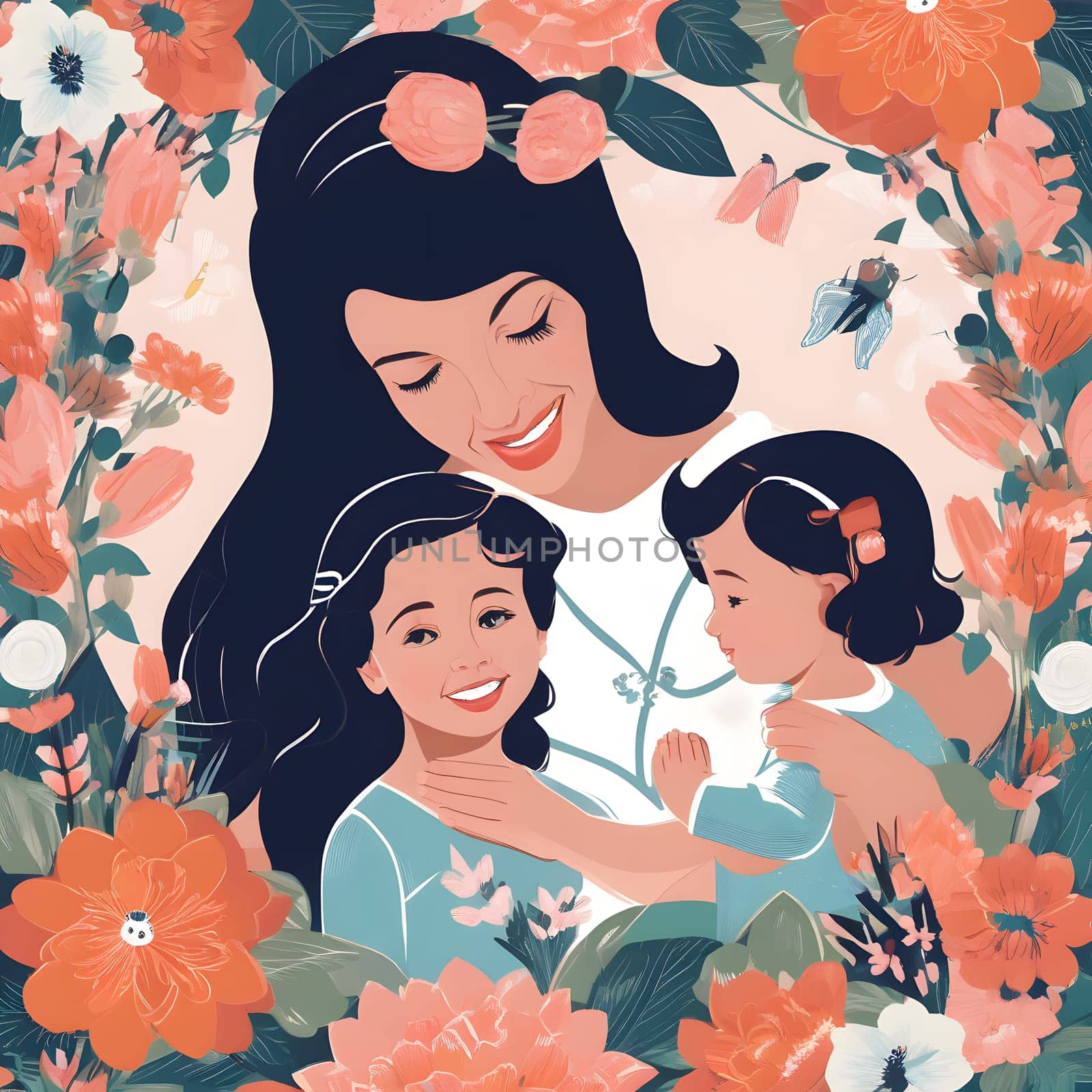 annually recurring Mother's Day with flowers and best wishes