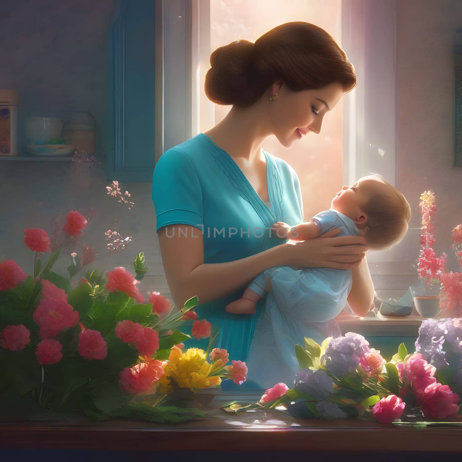 annually recurring Mother's Day with flowers and best wishes