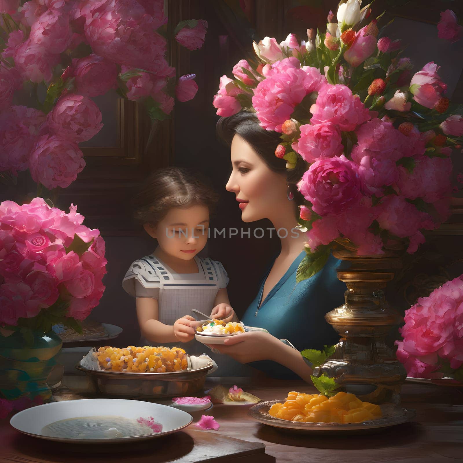 annually recurring Mother's Day with flowers and best wishes