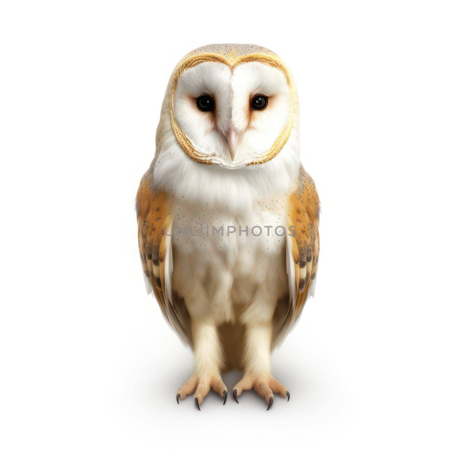 Barn owl isolated on white AI generated image