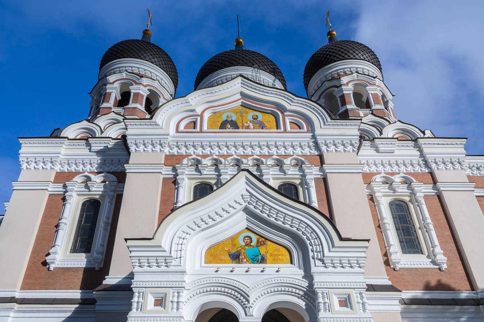 The Alexander Nevsky Cathedral on Toompea Hill in the Tallinn Old Town in Estonia. An Eastern Orthodox Church built in the Russian Revival style between 1894 and 1900, during the period when the country was part of the Russian Empire.