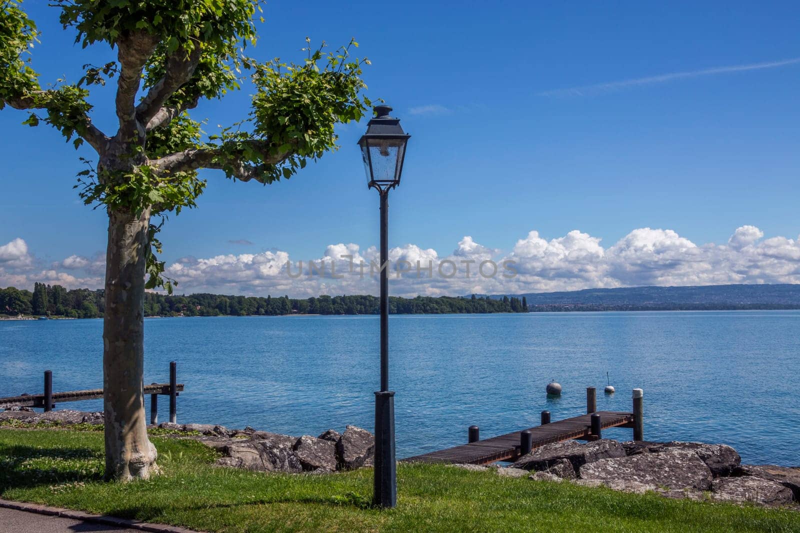 Lake Geneva (Lac Leman) at St Prex in the Vaud canton of Switzerland.