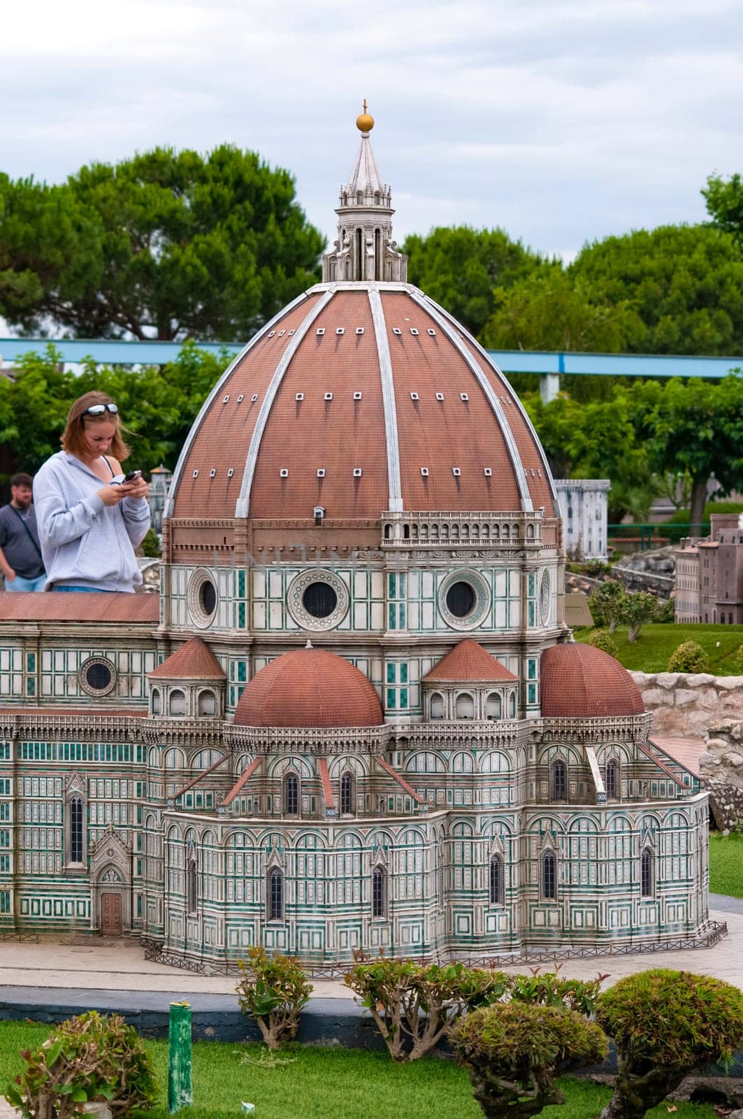 Viserba, Italy - June 25, 2024: The Cathedral of Santa Maria del Fiore Florence at Theme park Italy in Miniature or Italia in Miniatura in Rimini, Italy