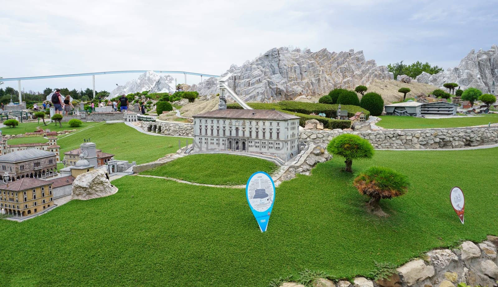 Viserba, Italy - June 25, 2024: Udine at Theme park Italy in Miniature or Italia in Miniatura in Rimini, Italy - Reproduction of famous attractions in a small scale