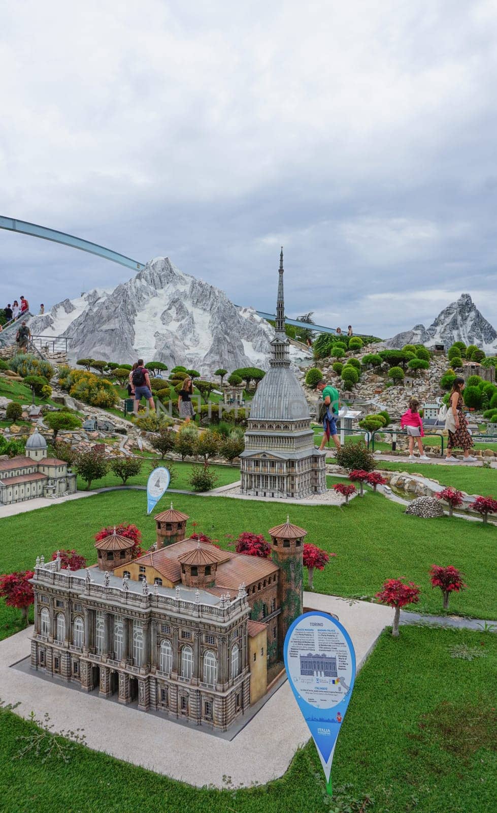 Viserba, Italy - June 25, 2024: Torino at Theme park Italy in Miniature or Italia in Miniatura in Rimini, Italy - Reproduction of famous attractions in a small scale