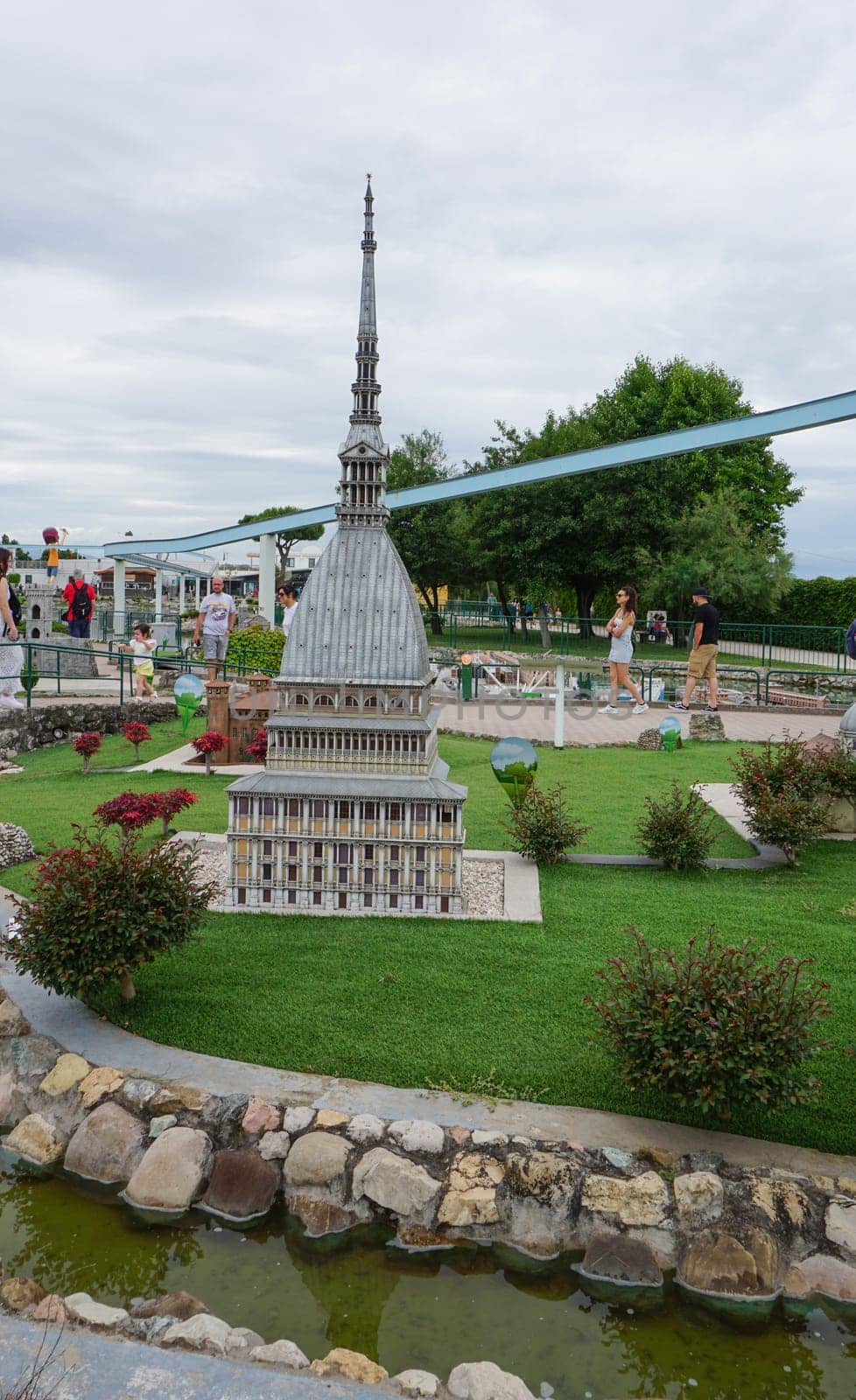 Viserba, Italy - June 25, 2024: Torino Torre Mole Antonelliana at Theme park Italy in Miniature or Italia in Miniatura in Rimini, Italy - Reproduction of famous attractions in a small scale