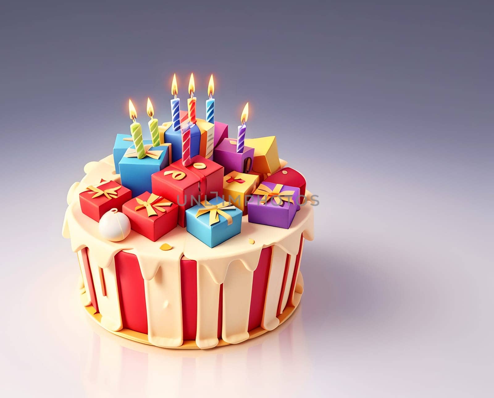Closeup of the colorful birthday gifts