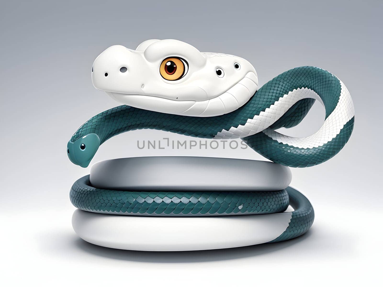 Funny cute snakes on white