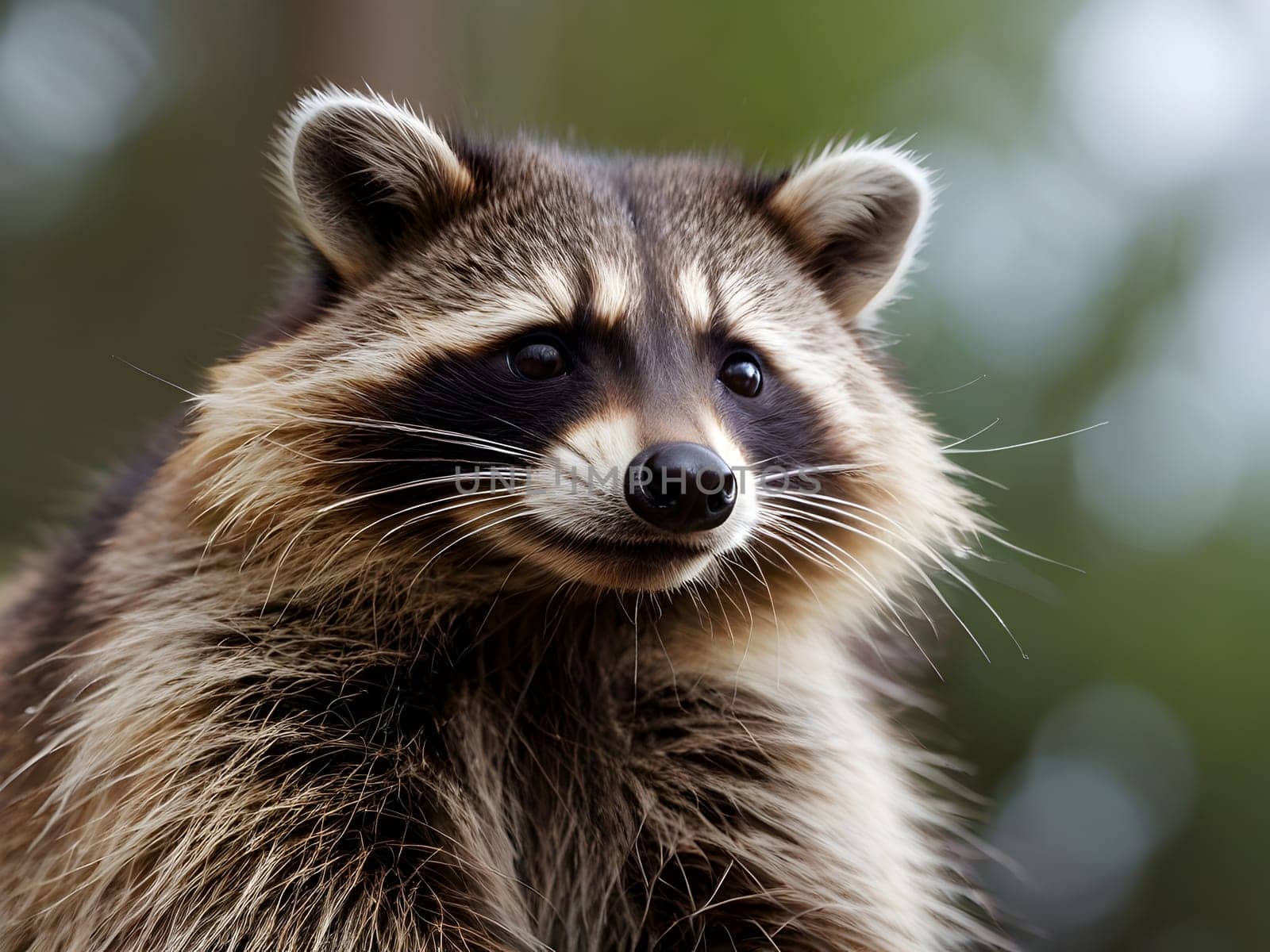 Funny cute closeup of raccoon