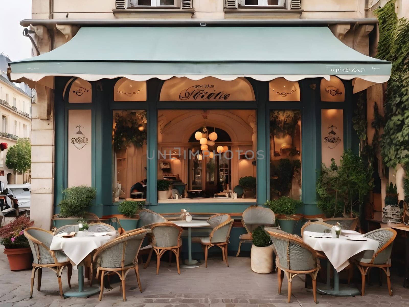 Cozy cafe view in french style