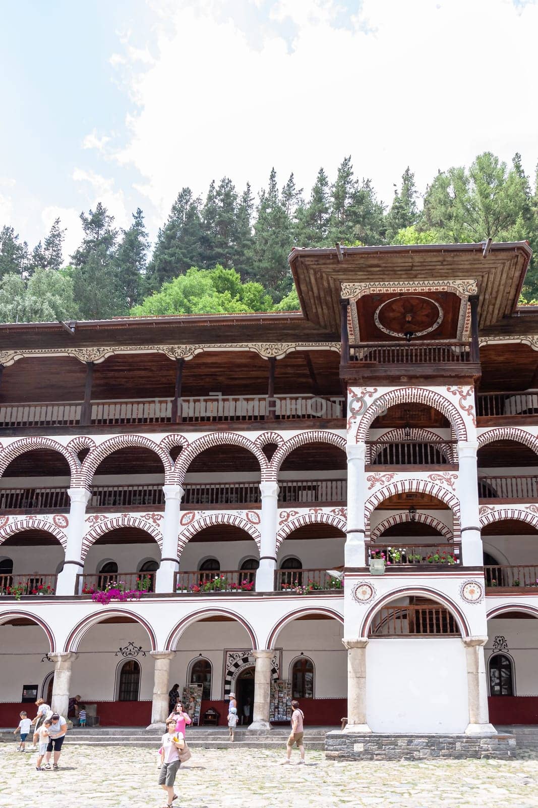 RIL MONASTERY, BULGARIA - 14.07. 2024: Tourist visit to the monastery of St. Ivan Rila, Kyustendil region, Bulgaria