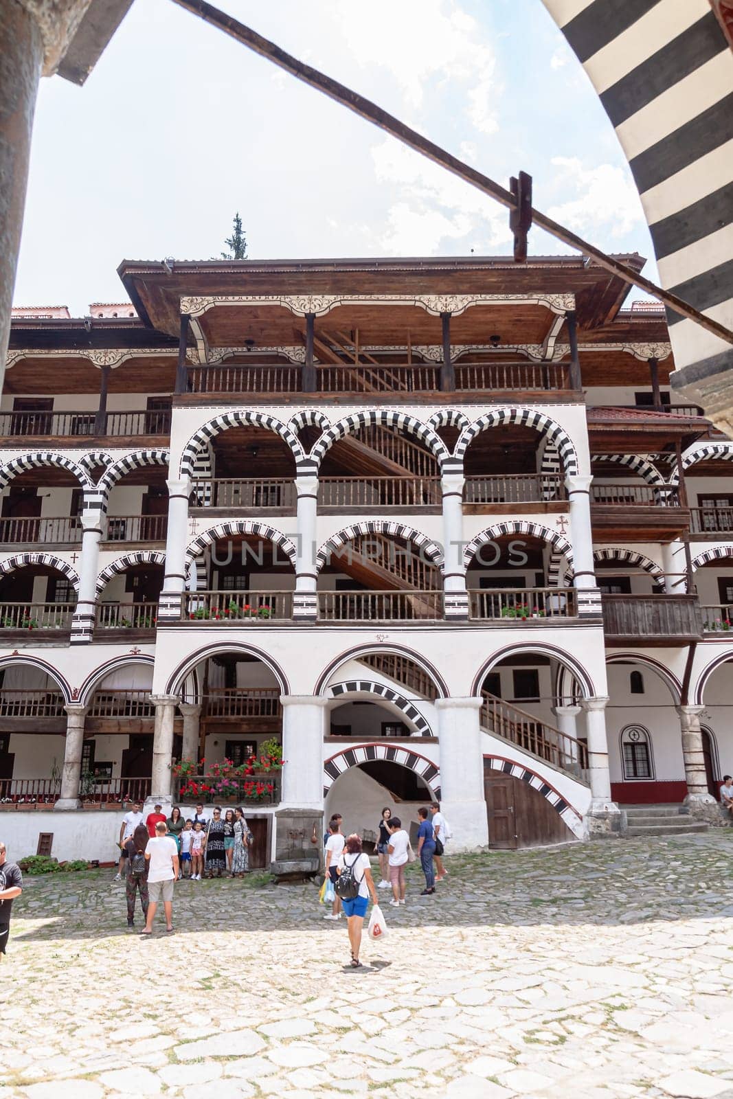 RIL MONASTERY, BULGARIA - 14.07. 2024: Tourist visit to the monastery of St. Ivan Rila, Kyustendil region, Bulgaria