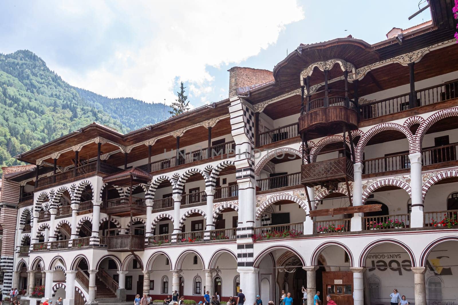 RIL MONASTERY, BULGARIA - 14.07. 2024: Tourist visit to the monastery of St. Ivan Rila, Kyustendil region, Bulgaria