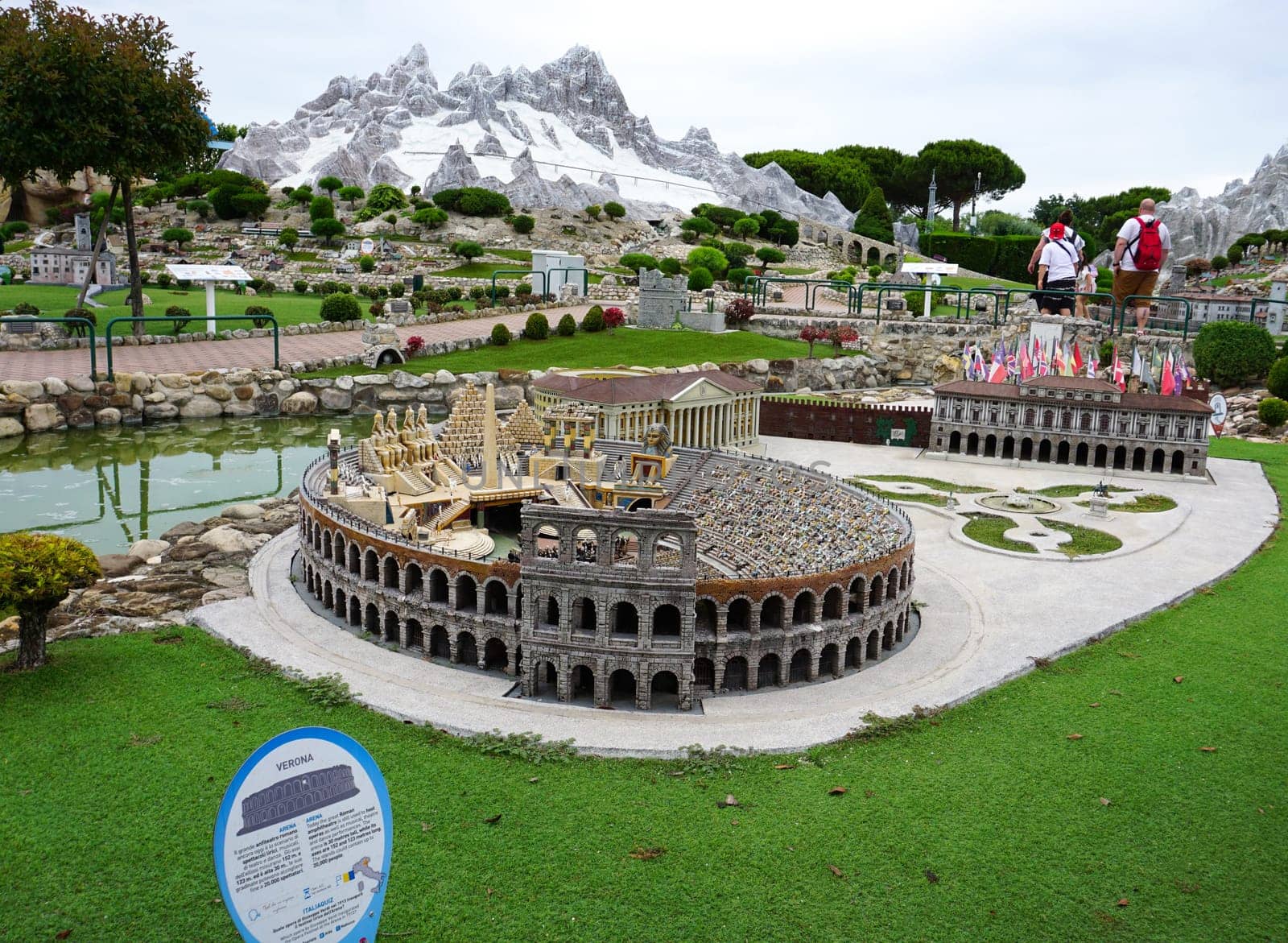 Viserba, Italy - June 25, 2024: Arena at Verona at Theme park Italy in Miniature or Italia in Miniatura in Rimini, Italy - Reproduction of famous attractions in a small scale