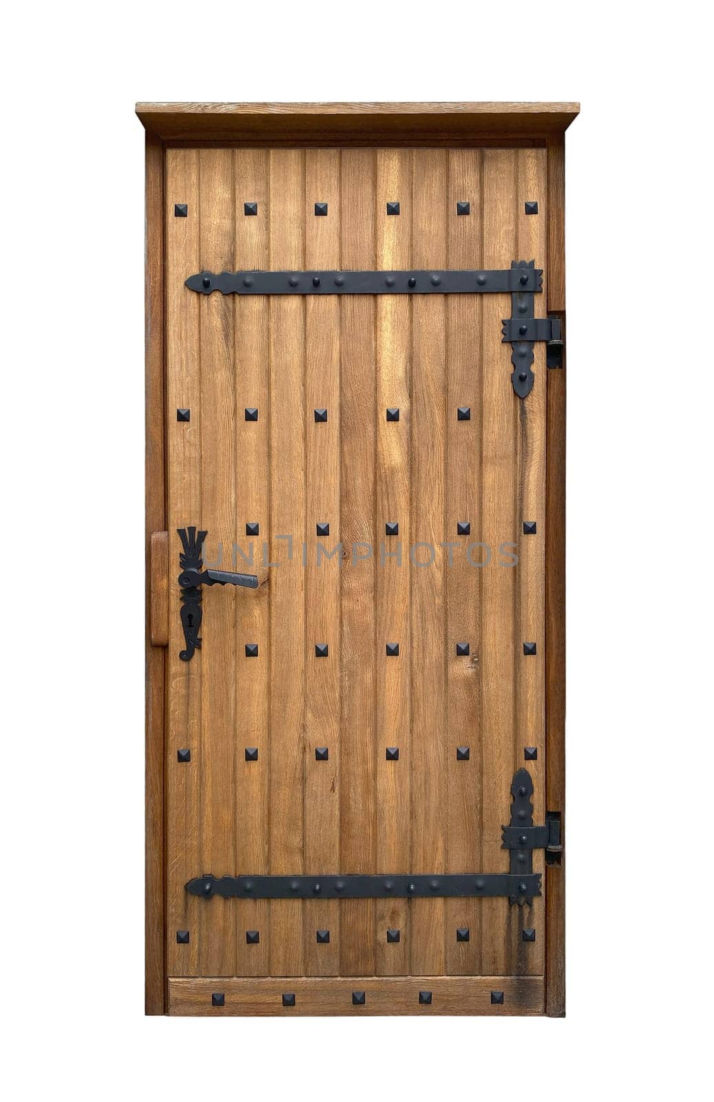 Old wooden door isolated on white background