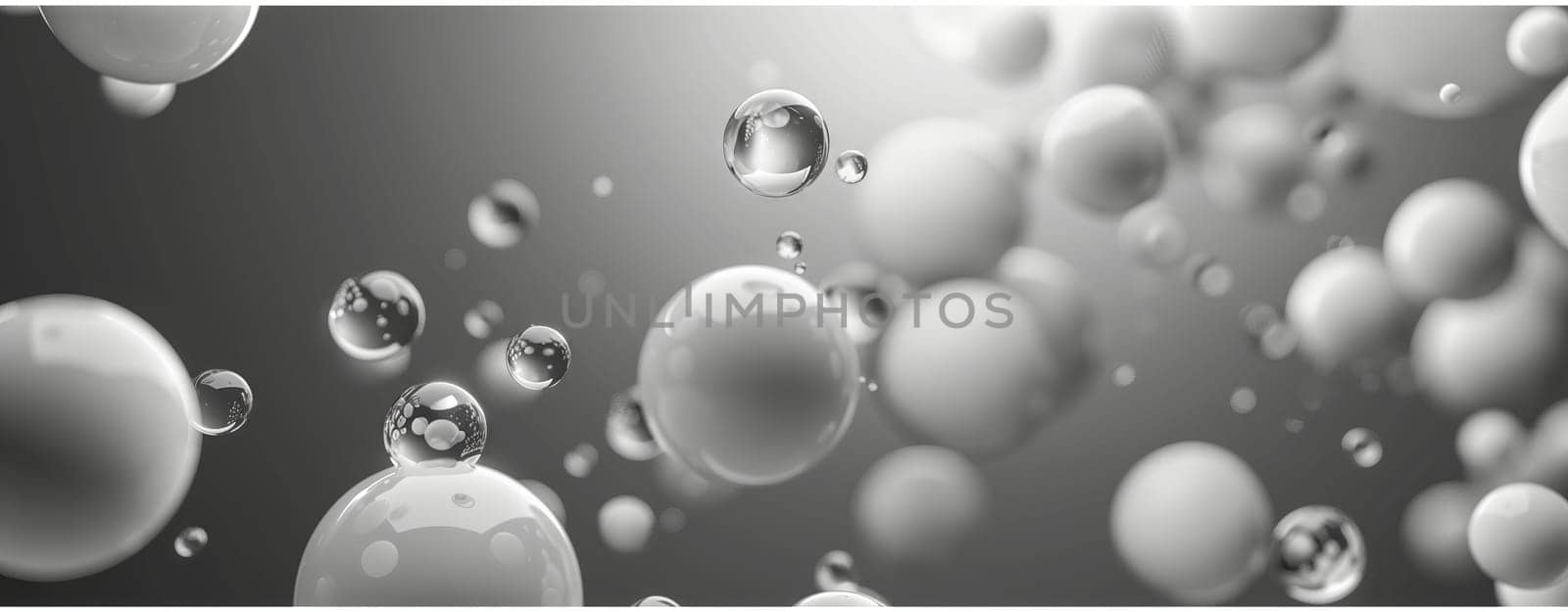 A grayscale abstract bubble design, depicting spheres in a symmetrical pattern, floats against a solid backdrop, suggesting depth. Ideal as a logo, it symbolizes unity, diversity, creativity, and innovation in vector, 2D, and flat styles.