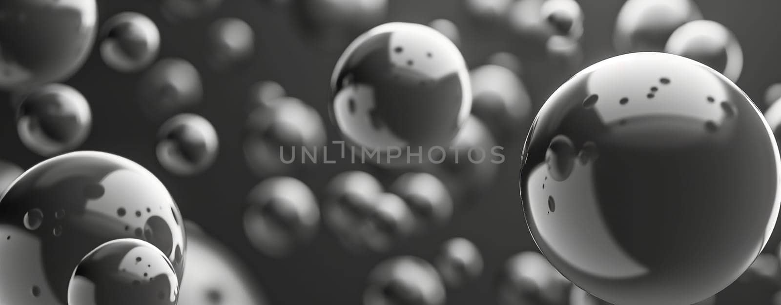 A grayscale abstract bubble design, with sphere-like shapes in symmetry suggesting depth. Ideal for logos, symbolizing unity, diversity, and innovation. Crafted in vector graphics for a high-resolution, 2D, flat style.