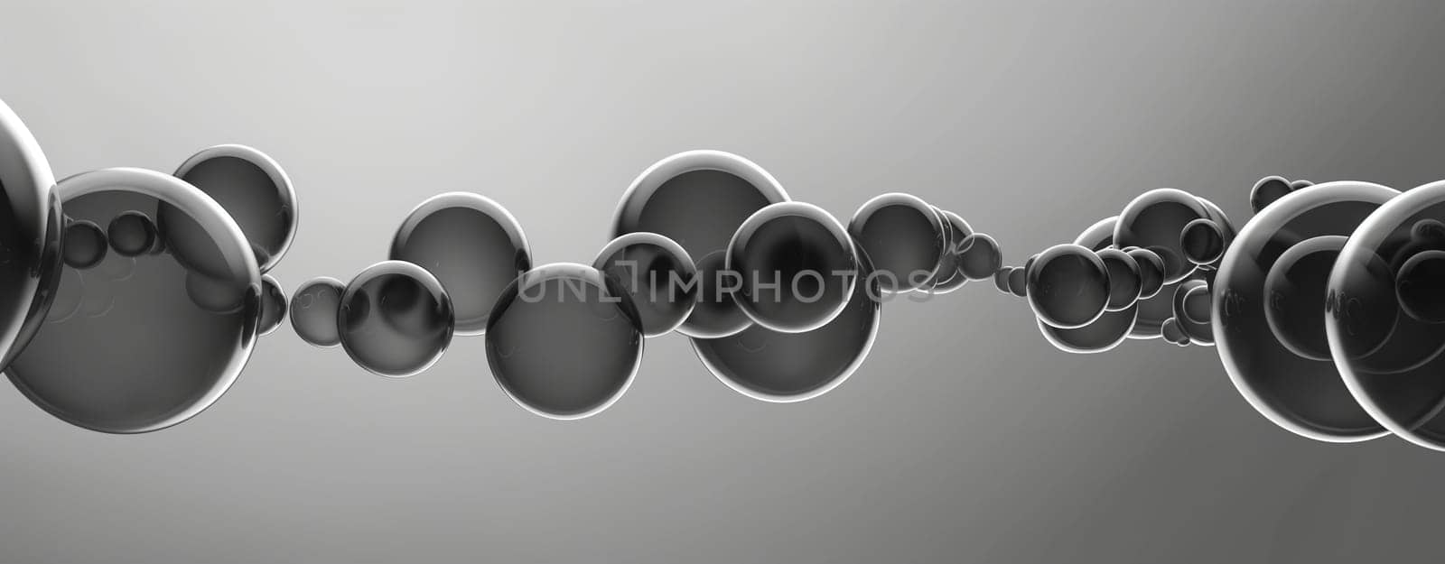 A grayscale abstract bubble design, showcasing spheres arranged symmetrically, floats against a solid backdrop, enhancing depth. Ideal as a logo, it symbolizes unity, diversity, and creativity in a vector, 2D, flat style.