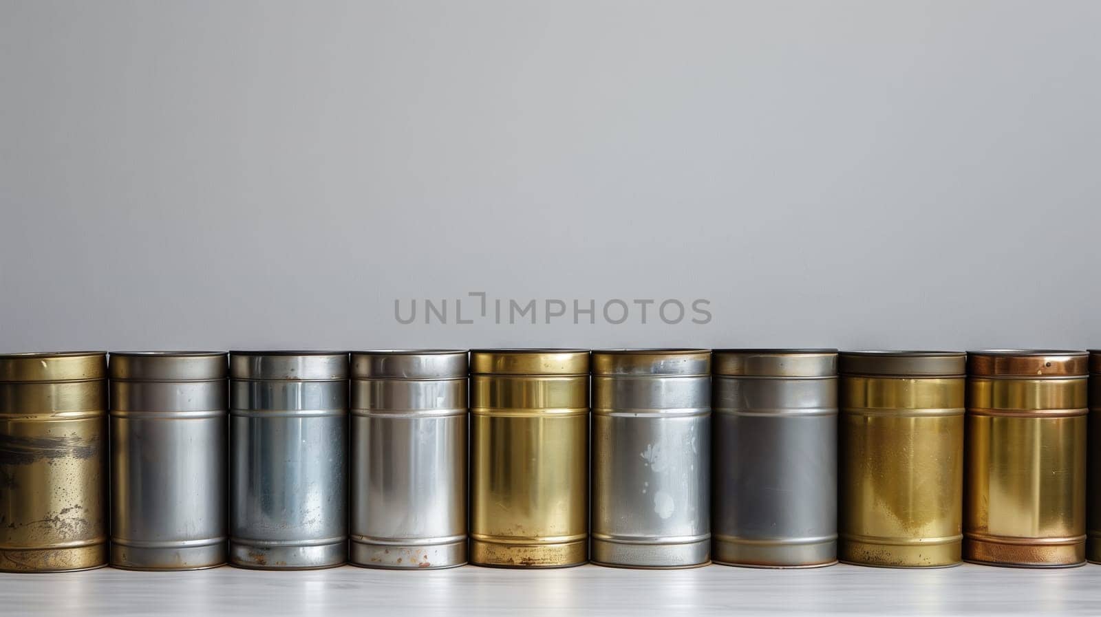 A row of metal containers meticulously aligned, embodying both function and form.