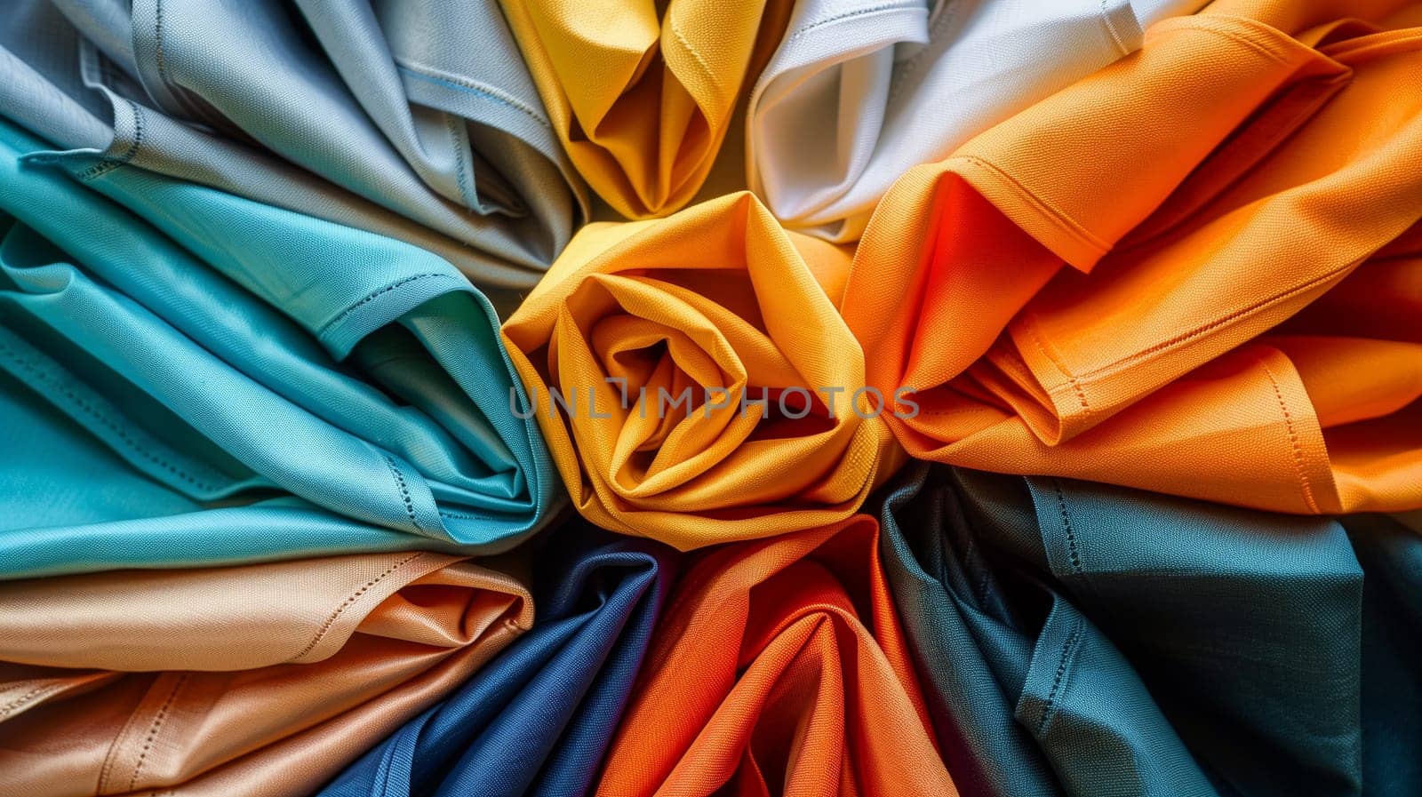 An assortment of neatly folded napkins.
