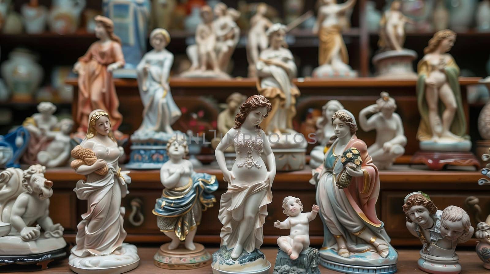 An exquisite collection of ceramic figurines, each piece meticulously crafted and painted.