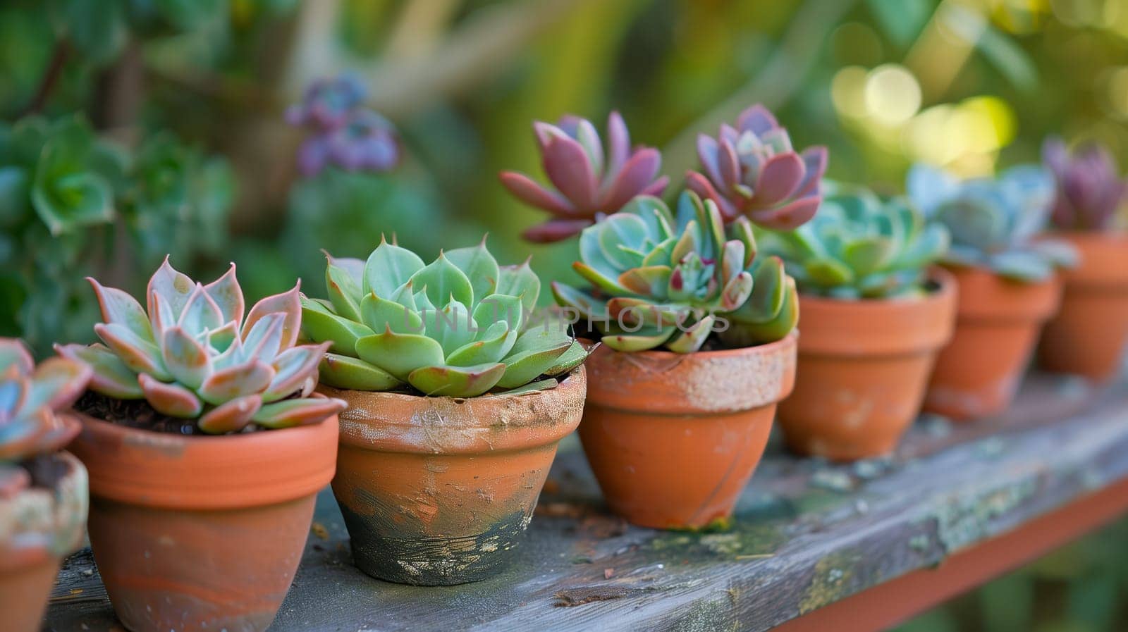 Discover a stunning array of succulents, each meticulously potted, showcasing vibrant textures and hues.