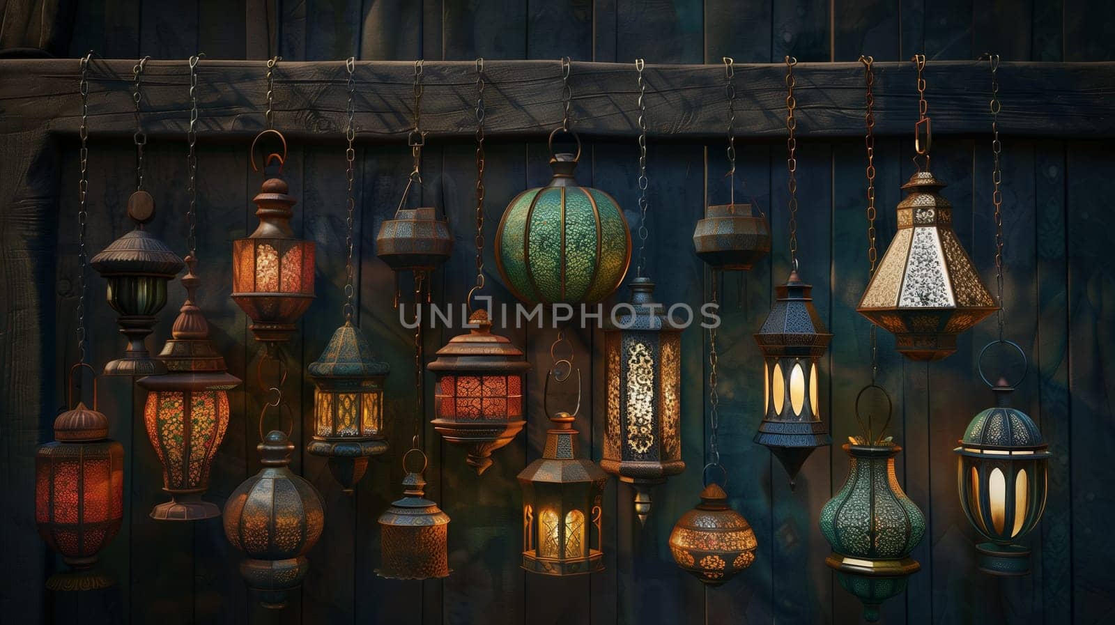 A captivating display of suspended lanterns, illuminating the space with their soft, enchanting glow.