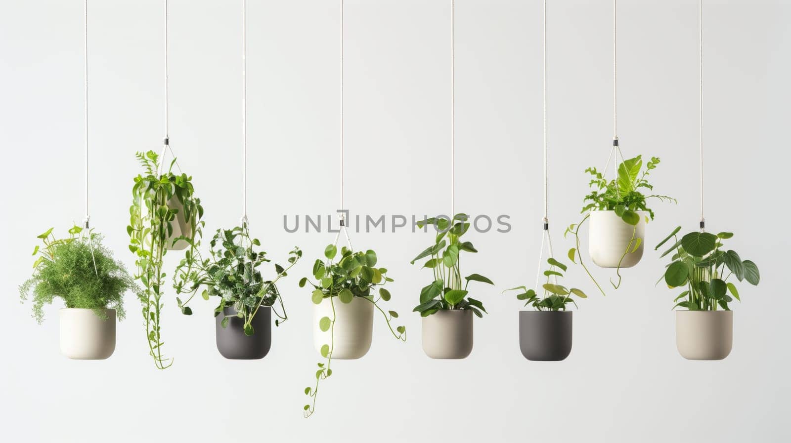 Transform your space with a stunning array of hanging planters, beautifully aligned to create a lush, vertical garden oasis.