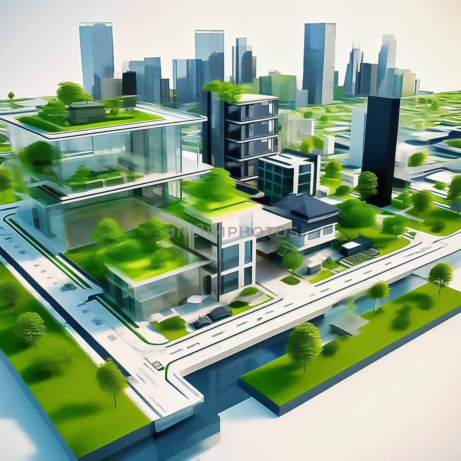 Green technology. Eco house of the future. Renewable energy implemented in architecture. AI generated image