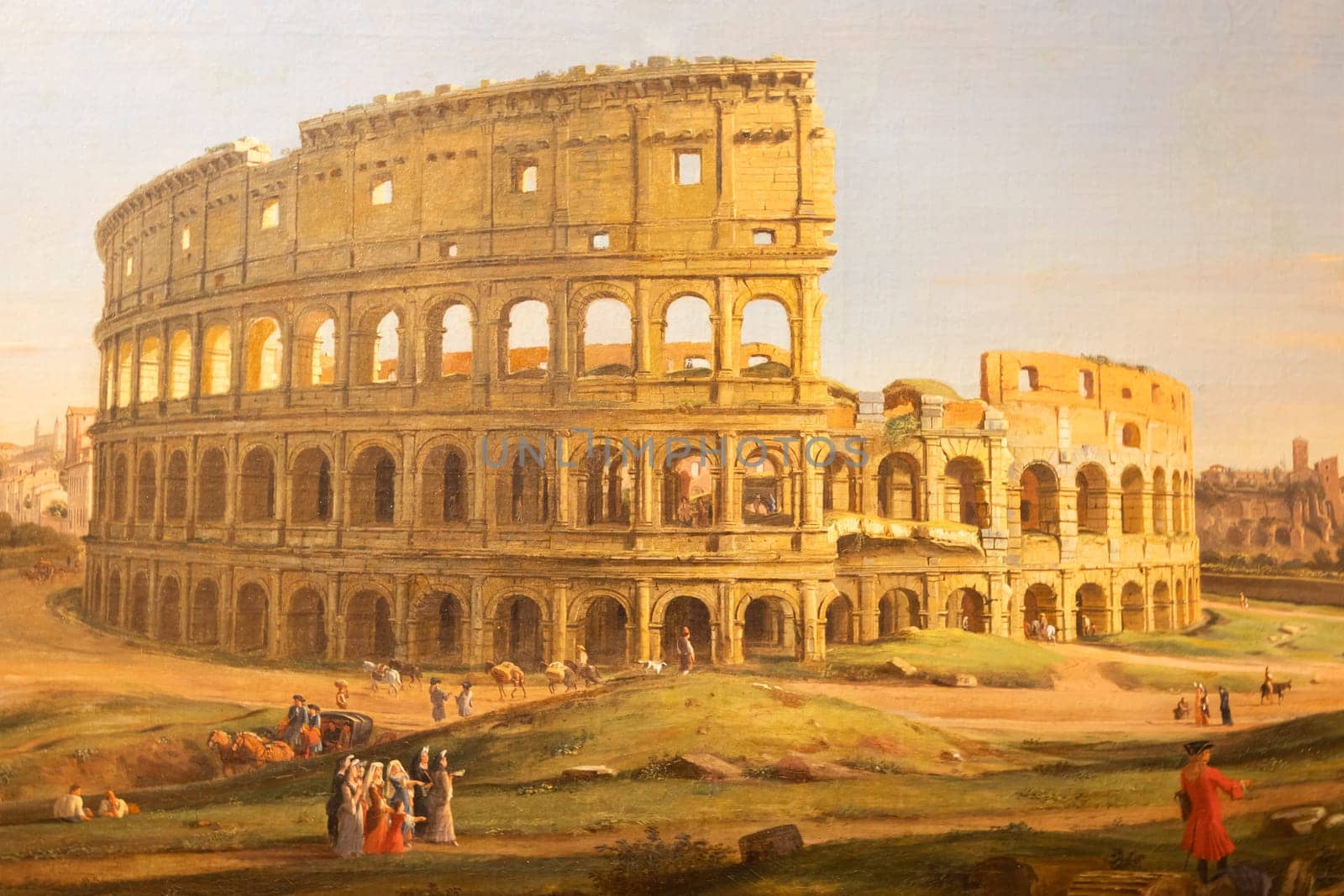 Turin, Italy - May 2023: The Colosseum,  Gaspare Vanvitelli painting, Rome 1736