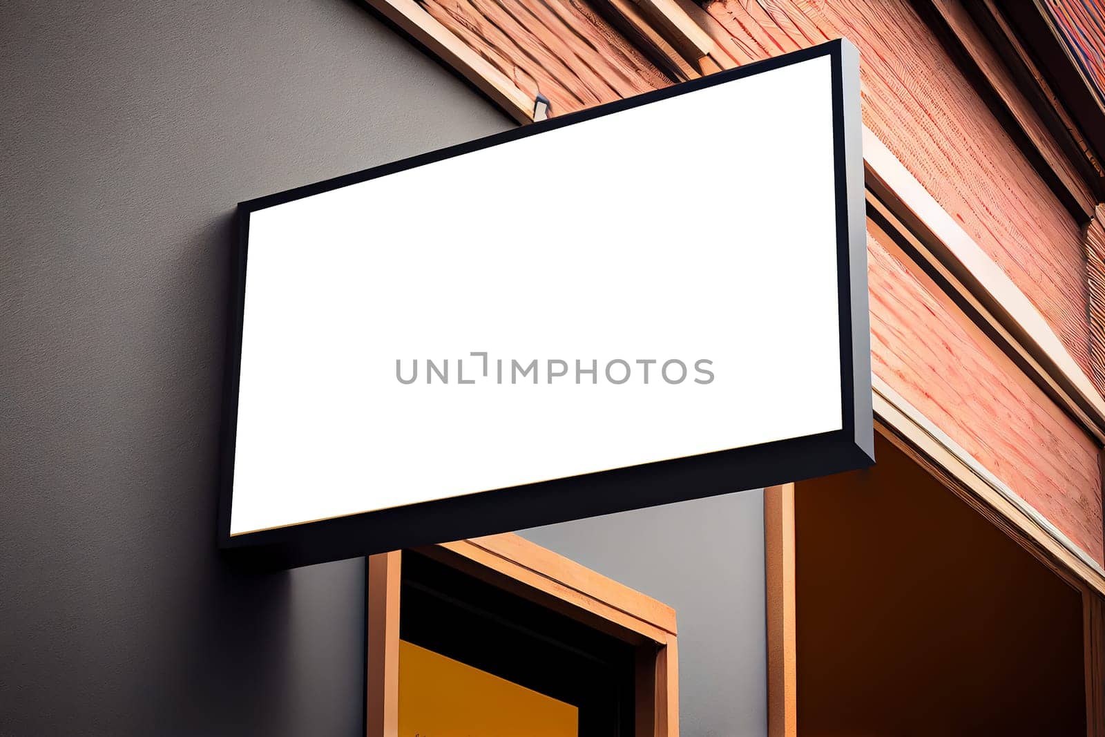 Outdoor store banner signage mockup - signboard for shop, store, restaurant in urban street