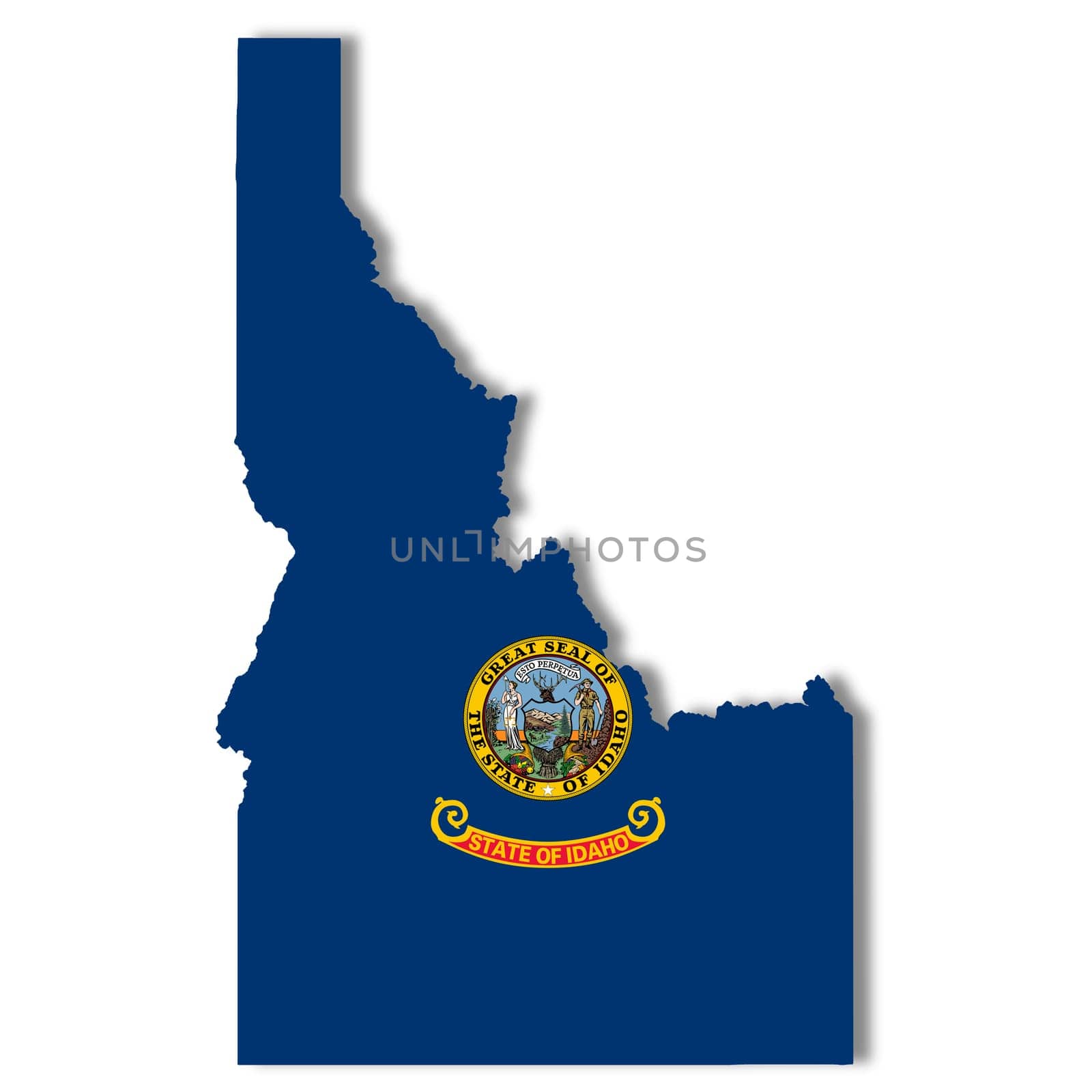An Idaho State Flag Map Illustration with clipping path