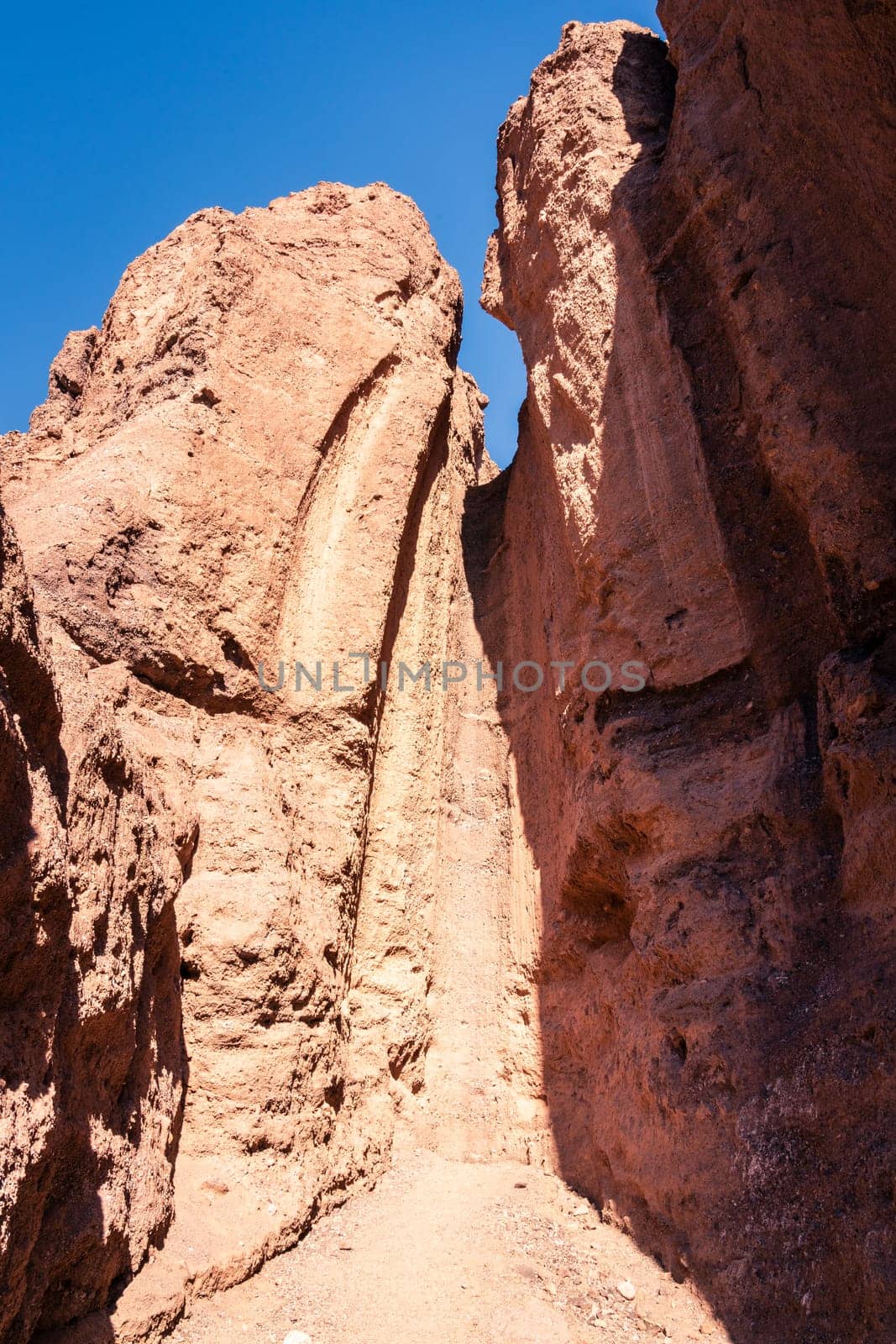 A chute rock formation in Natural Bridge Canyon in Death Vallley National Park in California