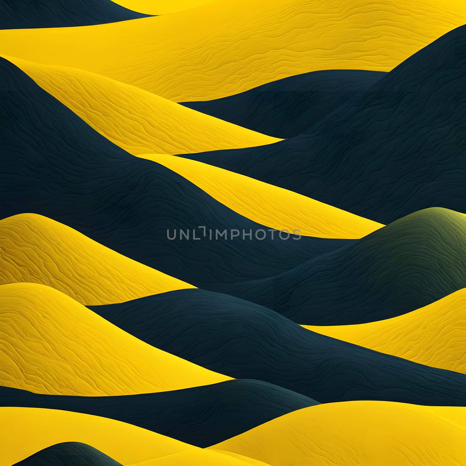 A vibrant abstract image featuring waves of yellow and black that intertwine to form a dynamic, eye-catching pattern. The texture and flow of the waves create a sense of movement and energy, making this a striking piece of modern art.