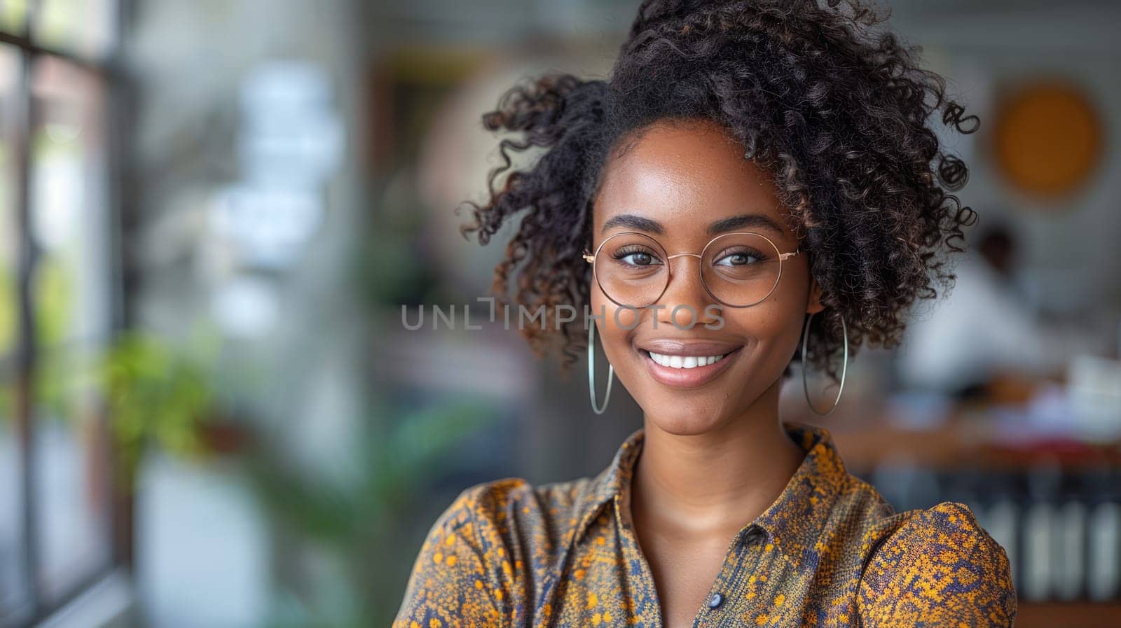 portrait of a girl with glasses. Smiling businesswoman working in office