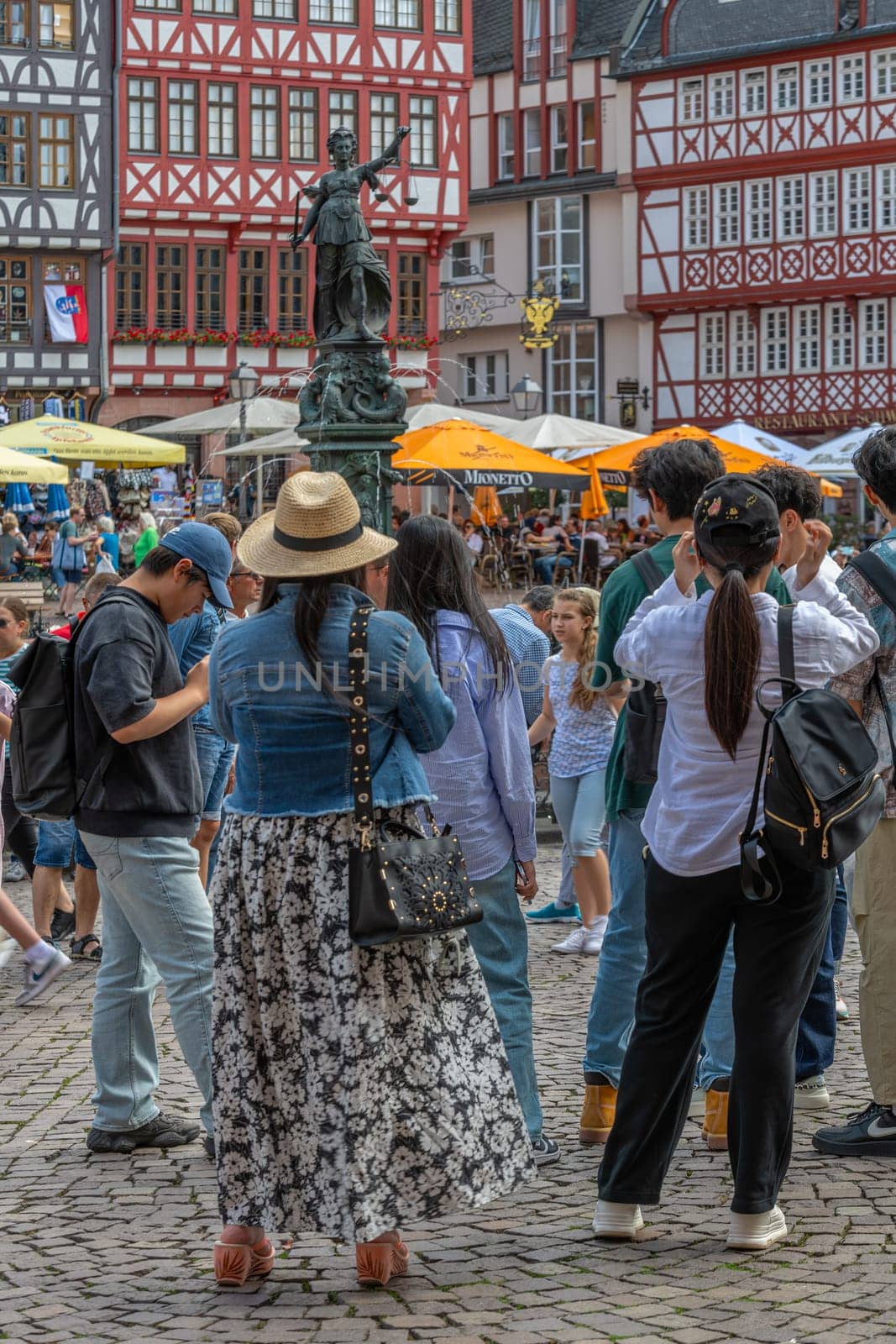 View of the Romerberg town square in Frankfurt, Germany