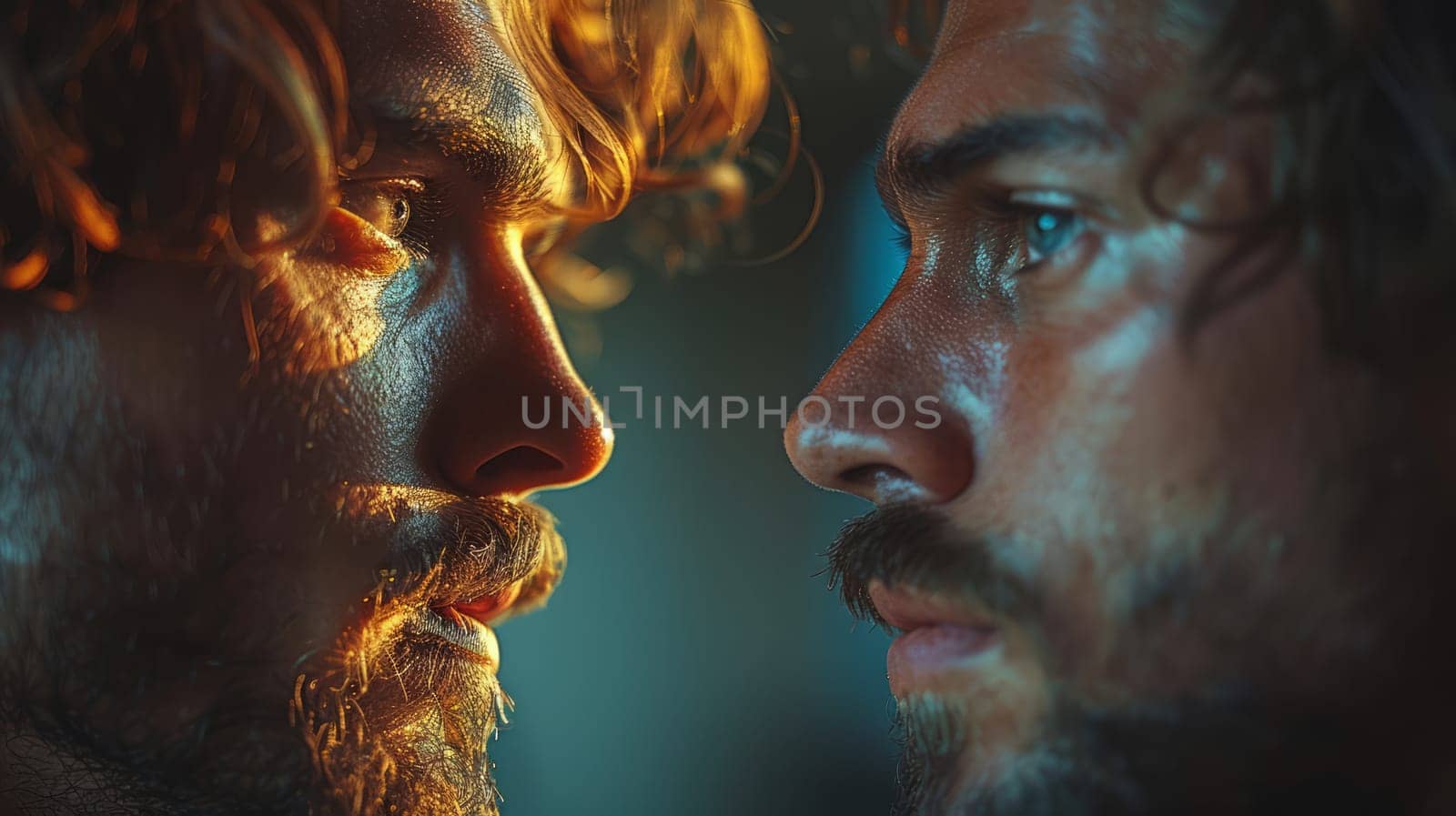 Portraits of different people who are nearby, but as if in different dimensions, the concept of understanding and finding a common language