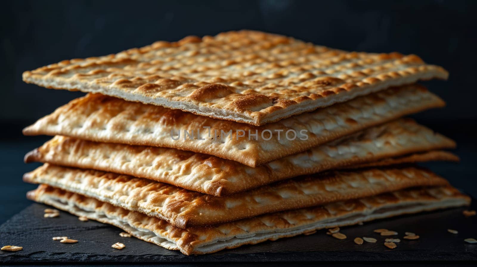 A pile of matzah for Pesach on the table.