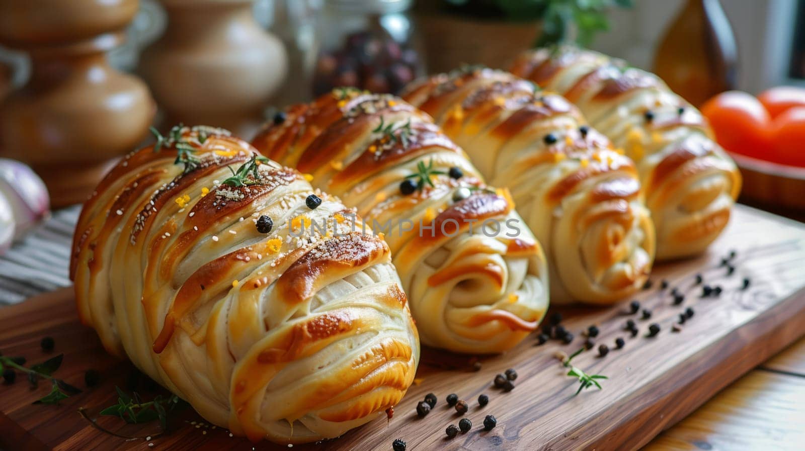 Mummies made of dough and sausages .