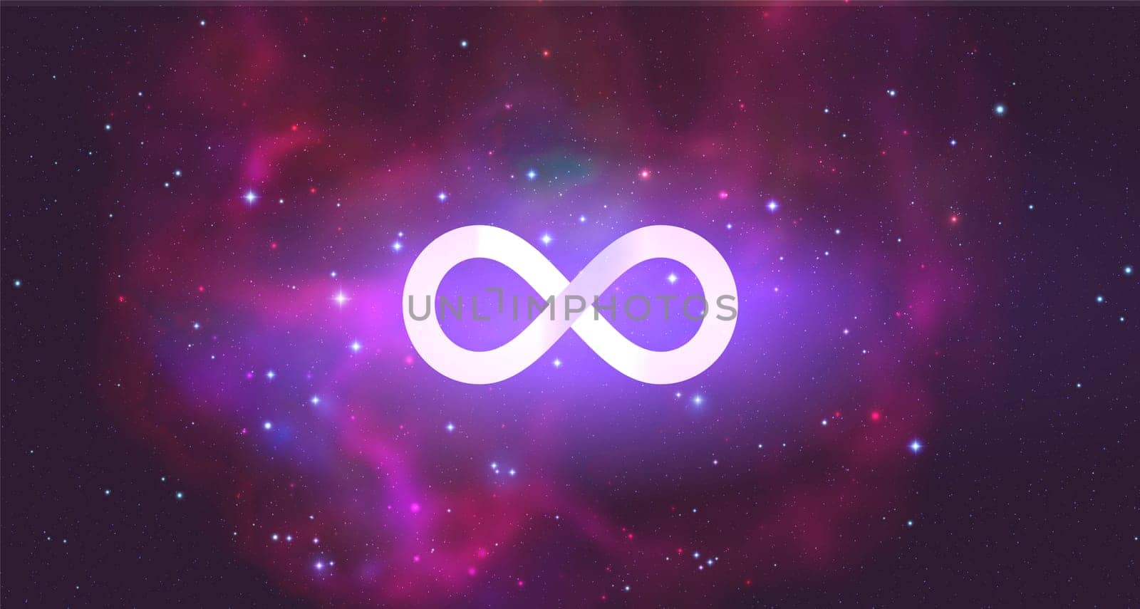 Infinity symbol on space background. Mystical illustration