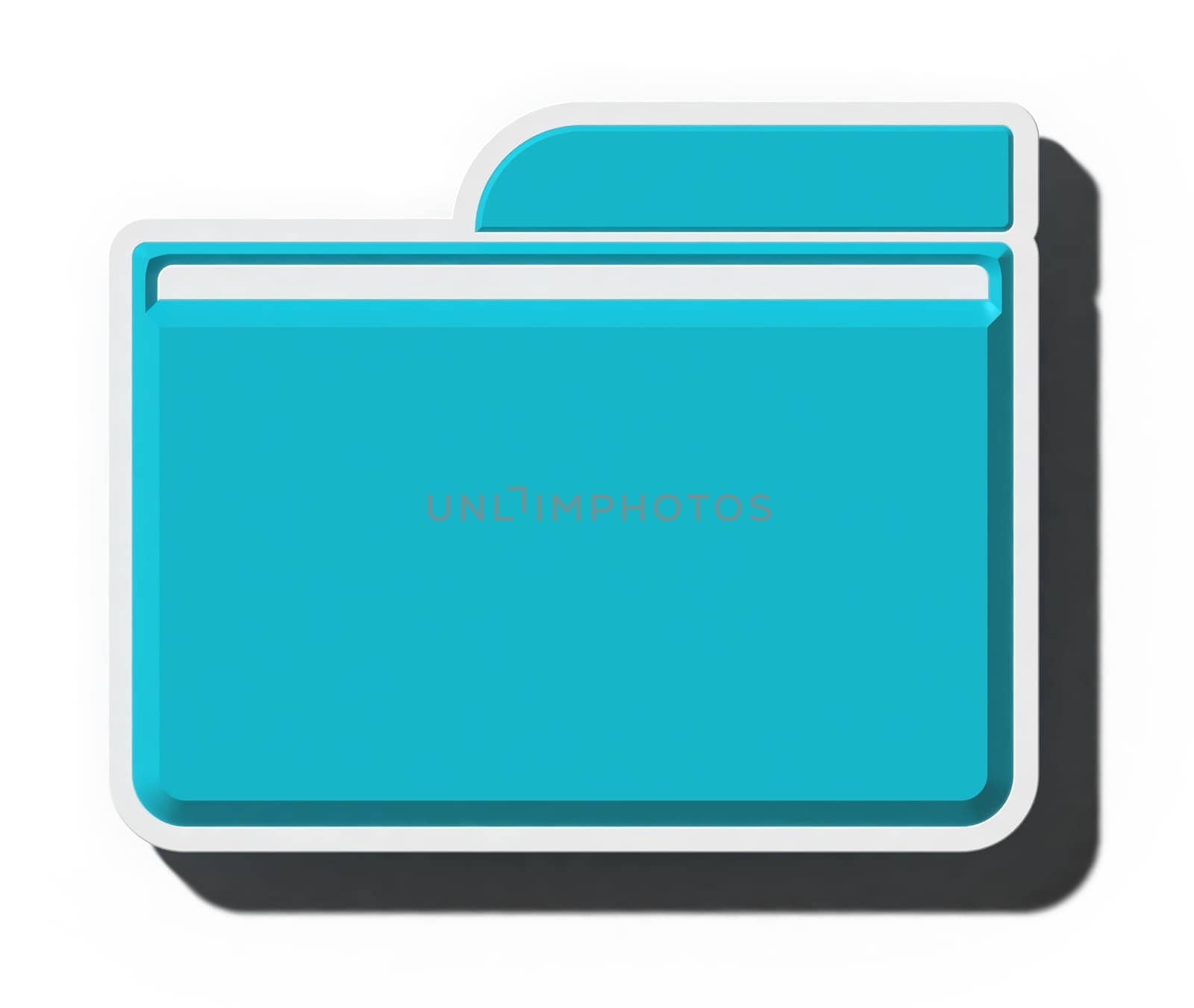 Blue folder with shadow on isolated background. 3D rendering illustration