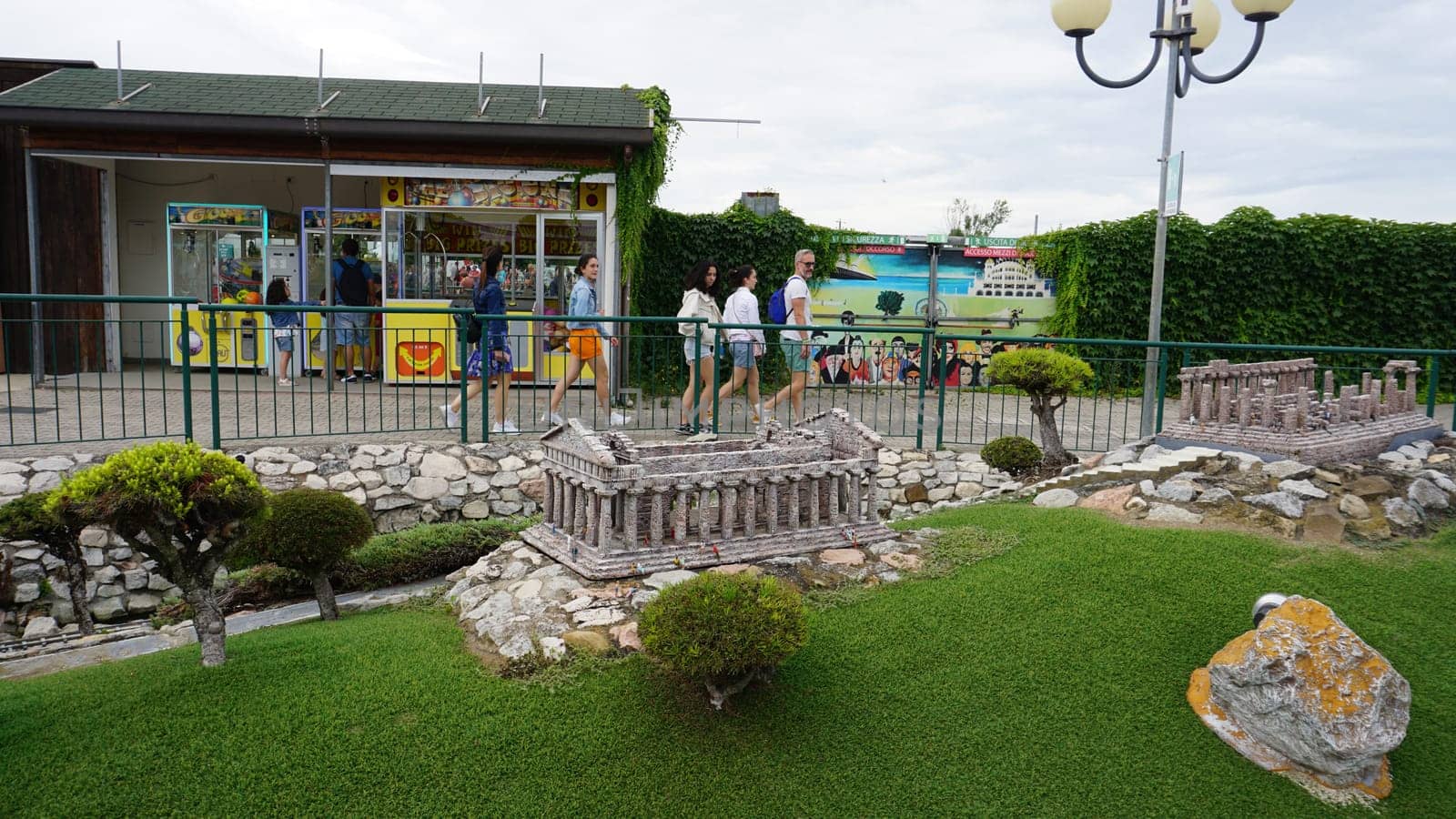 Viserba, Italy - June 25, 2024: People going at Theme park Italy in Miniature or Italia in Miniatura in Rimini, Italy - Reproduction of famous attractions in a small scale