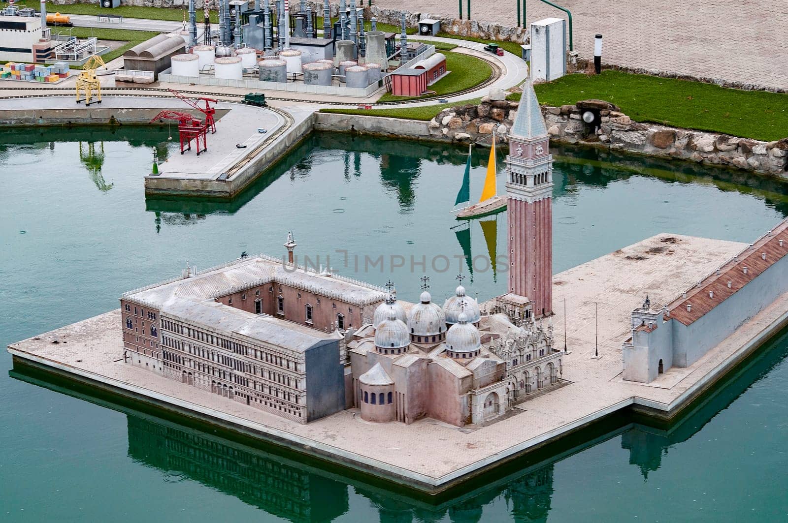 Viserba, Italy - June 25, 2024: Venice at Theme park Italy in Miniature or Italia in Miniatura in Rimini, Italy - Reproduction of famous attractions in a small scale