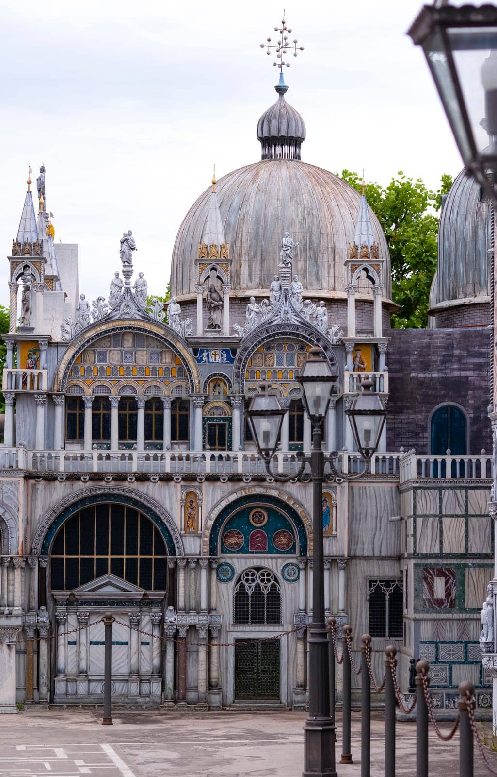 Viserba, Italy - June 25, 2024: Basilica di San Marco at Venice at Theme park Italy in Miniature or Italia in Miniatura in Rimini, Italy - Reproduction of famous attractions in a small scale